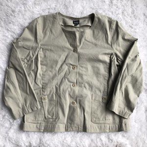 Eileen Fisher Tan Khaki Jacket Blazer Button Front Size Large Business Casual